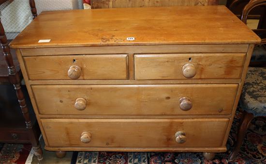 A Victorian stripped pine chest of drawers, width 106.5cm, depth 48cm, height 80.5cm